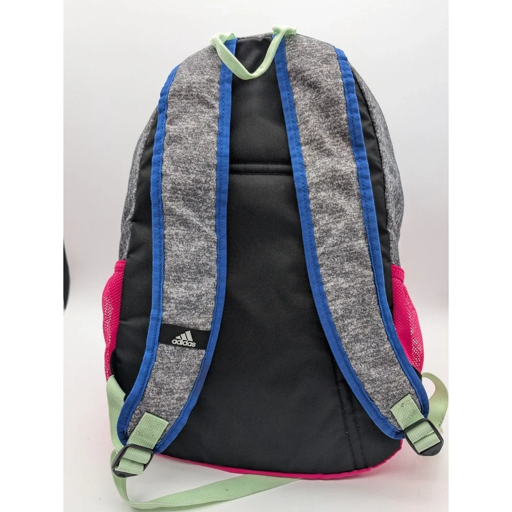 Adidas Backpack Gray Pink Heathered School Bag Multi Pocket Mint Straps
